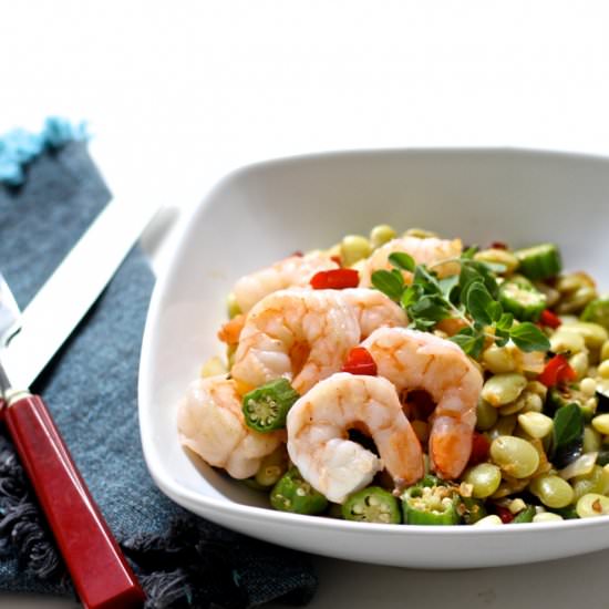 Shrimp and Summer Succotash - Recipe photo by the good eats co