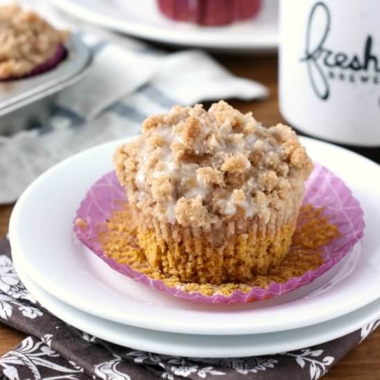 Pumpkin Coffee Cake Muffins - Recipe photo by akitchenaddiction