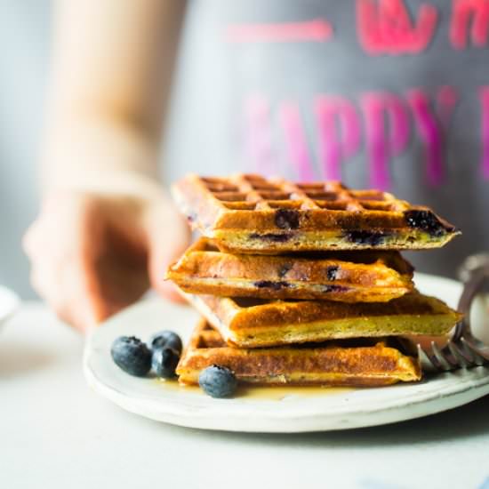 Paleo Blueberry Protein Waffle - Recipe photo by foodfaithfitness