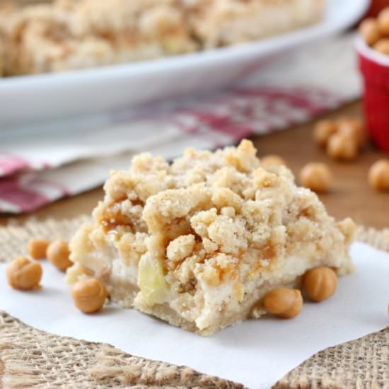Apple Snickerdoodle Cheesecake Bars - Recipe photo by akitchenaddiction