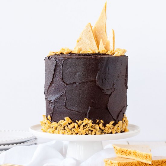 Dark Chocolate Honeycomb Cake - Recipe photo by thecakeblog