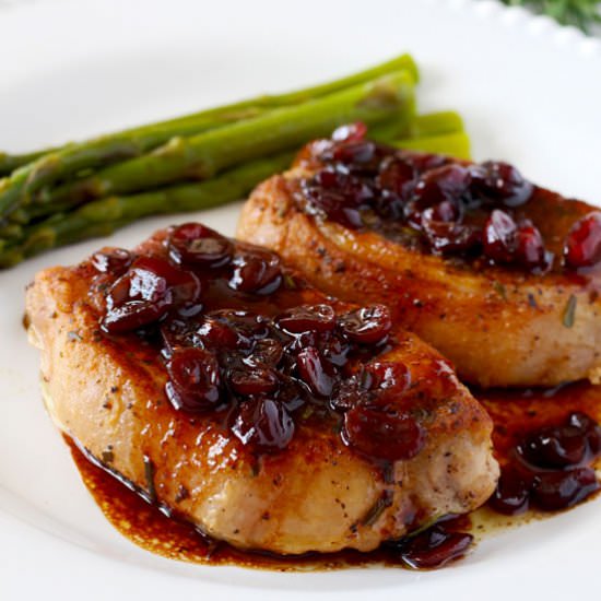 Pork Chops with Port & Cranberries - Recipe photo by Lemon blossoms