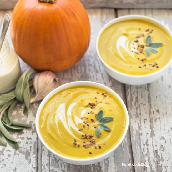 Creamy Roasted Pumpkin Soup - Recipe photo by purefoodsblog