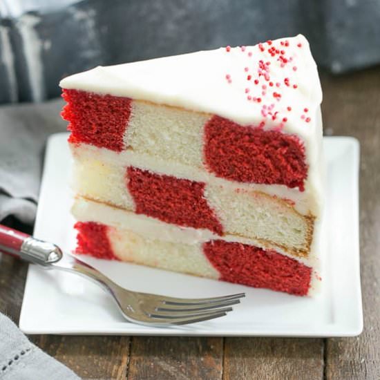 Red Velvet Checkerboard Cake - Recipe photo by thatskinnychickcanbake