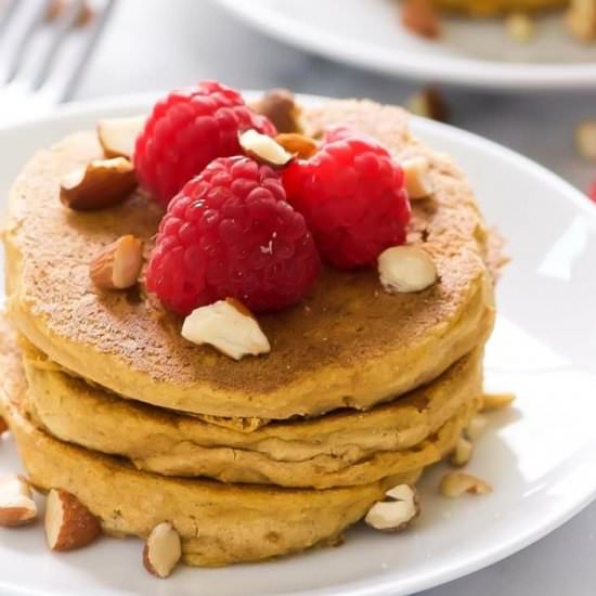 Gluten Free Pumpkin Pancakes - Recipe photo by withsaltandwit