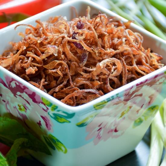 Birista (Crispy Fried Onions) - Recipe photo by The Mint Thief