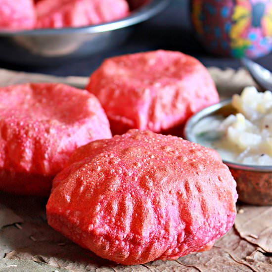 Beet Pooris/Puris - Recipe photo by Aromatic Cooking
