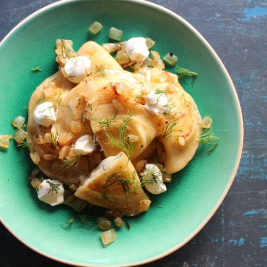 Potato Cheddar Pierogi - Recipe photo by Lightingthepilot