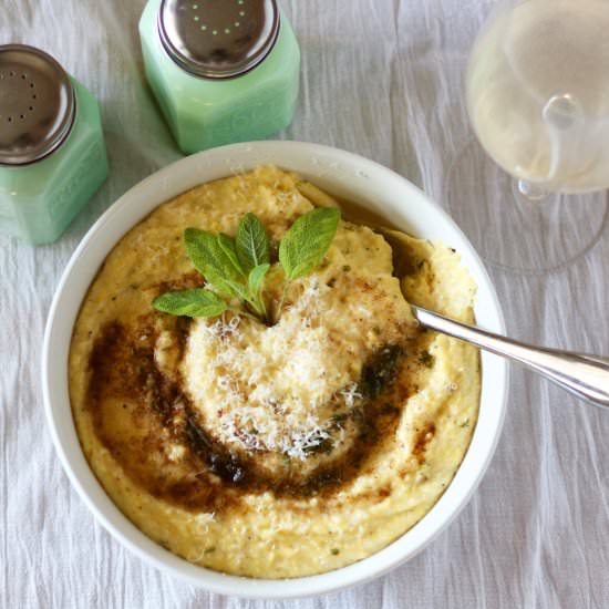 Brown Butter Parmesan Polenta - Recipe photo by Wineandawoodenspoon