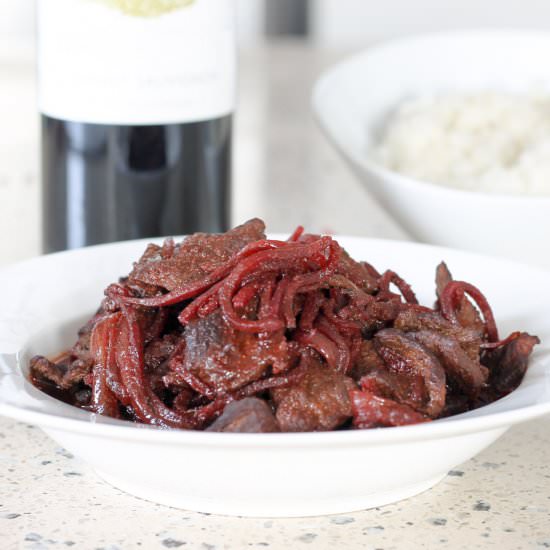 Beet Smothered Steak - Recipe photo by Diverse Dinners