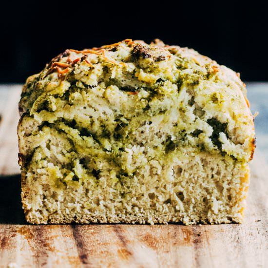 Parmesan Pesto Swirled Beer Bread - Recipe photo by thewholebite