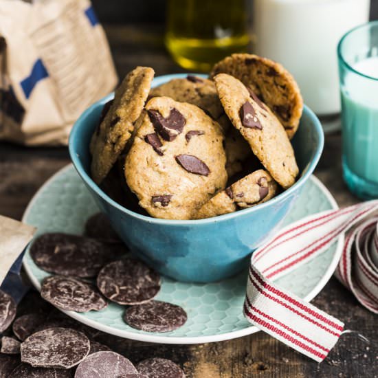 Olive Oil Espresso Choc Chip Cookie - Recipe photo by heinstirred