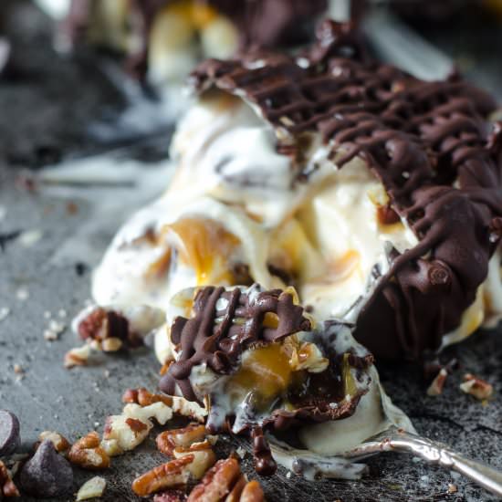 Turtle Ice Cream Bars - Recipe photo by gogogogourmet