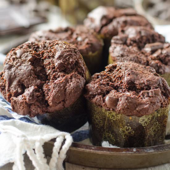 Nutella Triple Chocolate Muffins - Recipe photo by gogogogourmet