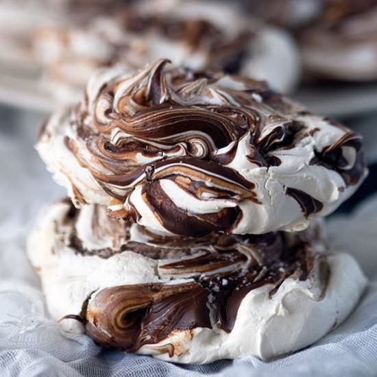 Chocolate Swirl Meringues - Recipe photo by Belly Rumbles