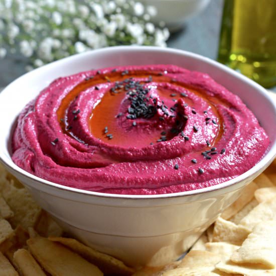 Creamy Roasted Beet Hummus - Recipe photo by Ciao Chow Bambina