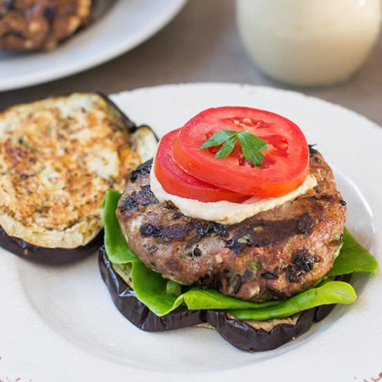 Eggplant Lamb Burgers - Recipe photo by Queen of My Kitchen