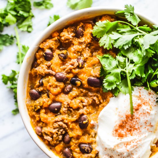 Sweet Potato Turkey Chili - Recipe photo by ALifeWellConsumed