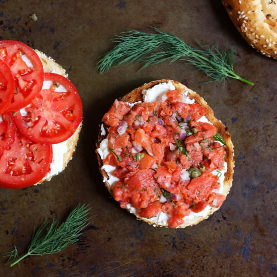 Smoked Salmon Tartare Bagel - Recipe photo by susanstable