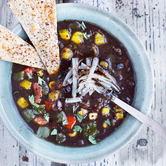 Black Bean Roasted Pepper Soup - Recipe photo by calizona