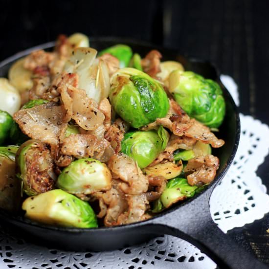 Brussels Sprouts with Bacon - Recipe photo by My PCOS Kitchen