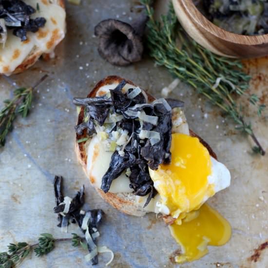 Creamy Leeks + Mushrooms on Toast - Recipe photo by thewoodenskillet
