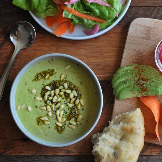 Pureed Asparagus Pesto Soup - Recipe photo by drumbeets