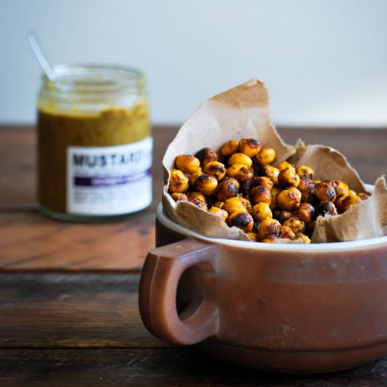 Honey Curry Mustard Chickpeas - Recipe photo by drumbeets