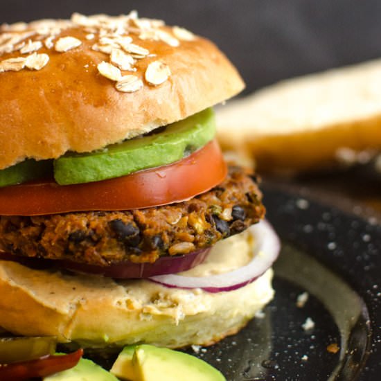 Sweet Potato and Black Bean Burgers - Recipe photo by Blessthismess