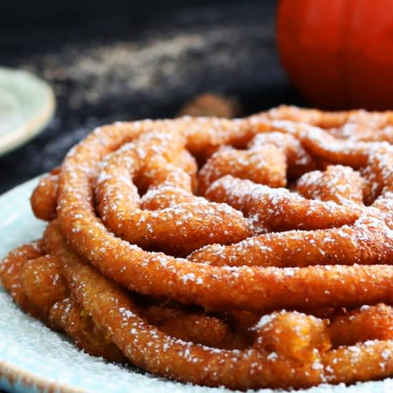 Pumpkin Spice Funnel Cake - Recipe photo by kitchenathoskins