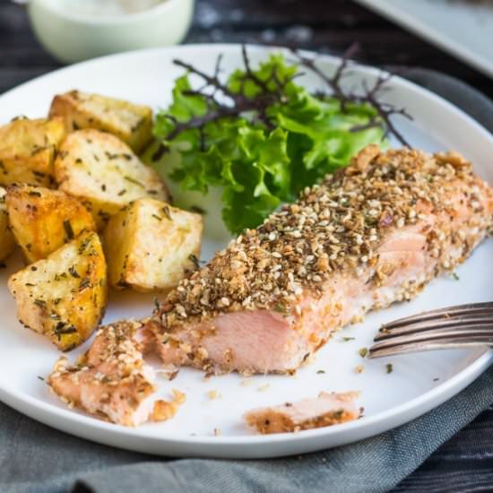 Dukkah-Crusted Baked Salmon Fillets - Recipe photo by thecookspyjamas