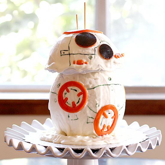 BB-8 Droid Star Wars Cake - Recipe photo by Delightful Mom Food