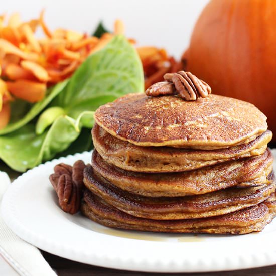 Paleo Pumpkin Pancakes - Recipe photo by Adventures of a Sick Chick
