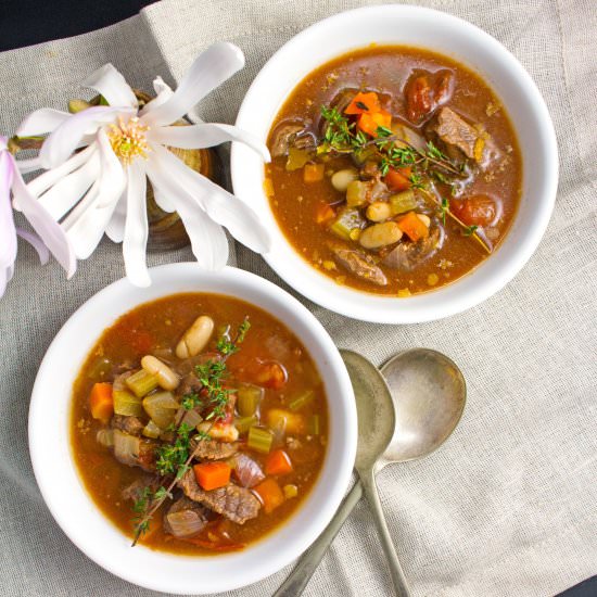 Beef & Cannelloni Bean Soup - Recipe photo by almondtozest.com