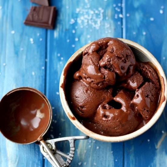 Dark Chocolate Sorbet - Recipe photo by thewoodenskillet