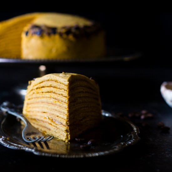 Pumpkin Spice Latte Crepe Cake - Recipe photo by foodfaithfitness