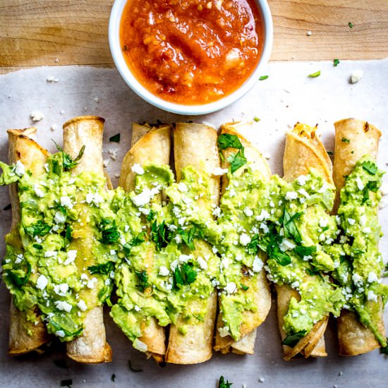 Taquitos with Tomato Chipotle Salsa - Recipe photo by MexicanPlease