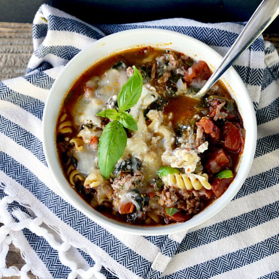Lightened-Up Lasagna Soup - Recipe photo by eatingwithemmylou