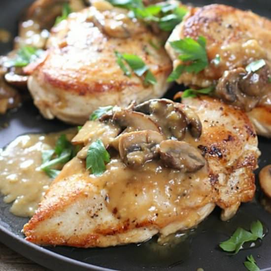 Easy Chicken with Mushroom Sauce - Recipe photo by laughingspatula.com