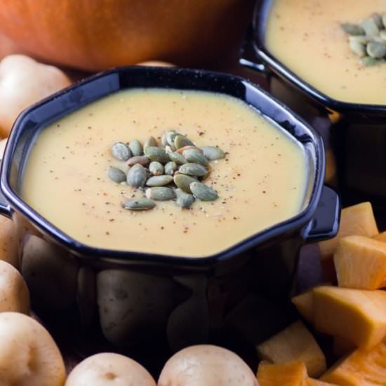 Creamy Little Potato Pumpkin Soup - Recipe photo by noshingwiththenolands