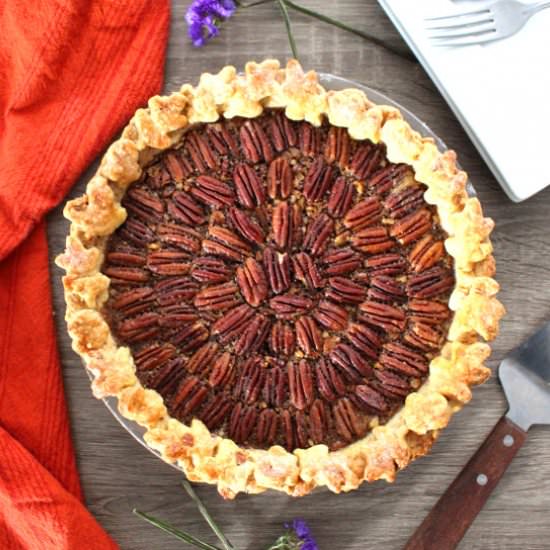 Bourbon Pecan Pie with Almond Crust - Recipe photo by SweetiePieAndCupcakes