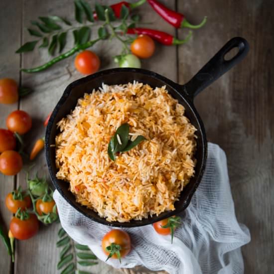Tomato Rice - Recipe photo by FlavzCorner