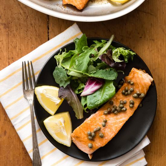Pan Seared Salmon – Lemon & Capers - Recipe photo by boulderlocavore