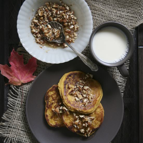Pecan Pumpkin Pancakes - Recipe photo by pure ella