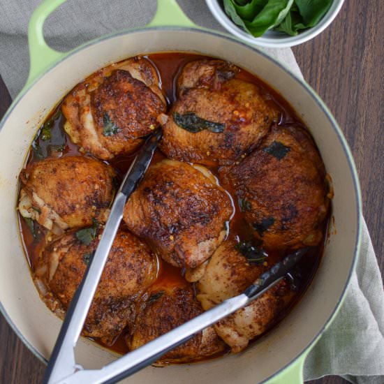 Hot Basil Coconut Braised Chicken - Recipe photo by projectmealplan