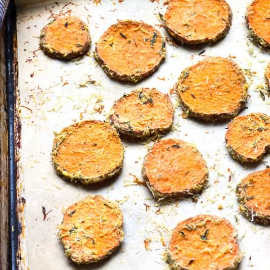 Thyme Parmigiano Roasted Sweet Potatoes - Recipe photo by sugarlovespices