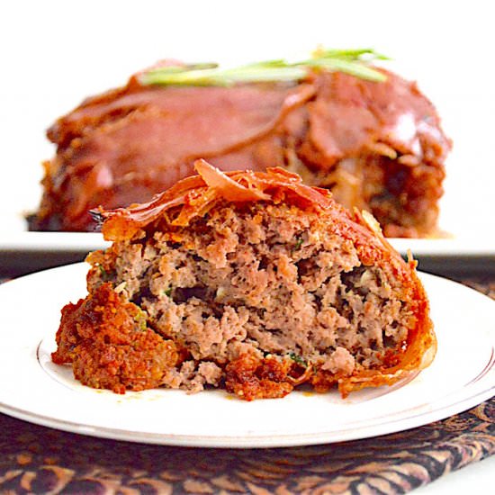 Prosciutto Wrapped Italian Meatloaf - Recipe photo by jeanieandluluskitchen