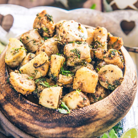 Tangy Taro Fry - Recipe photo by Whiskaffair