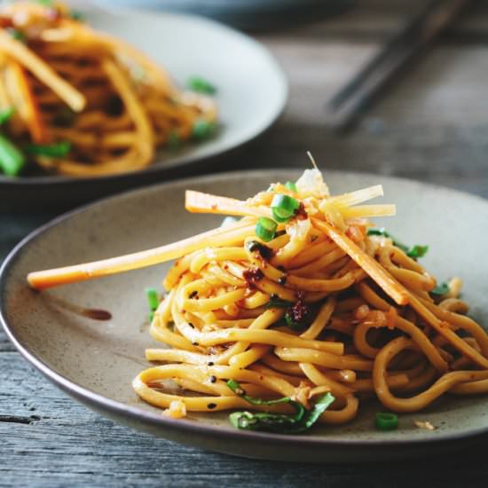 Spicy 10-min Kimchi Noodles Salad - Recipe photo by My Goodness Kitchen
