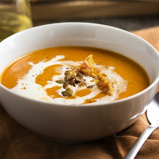Spanish Roast Pumpkin Soup - Recipe photo by justalittlebitofbacon